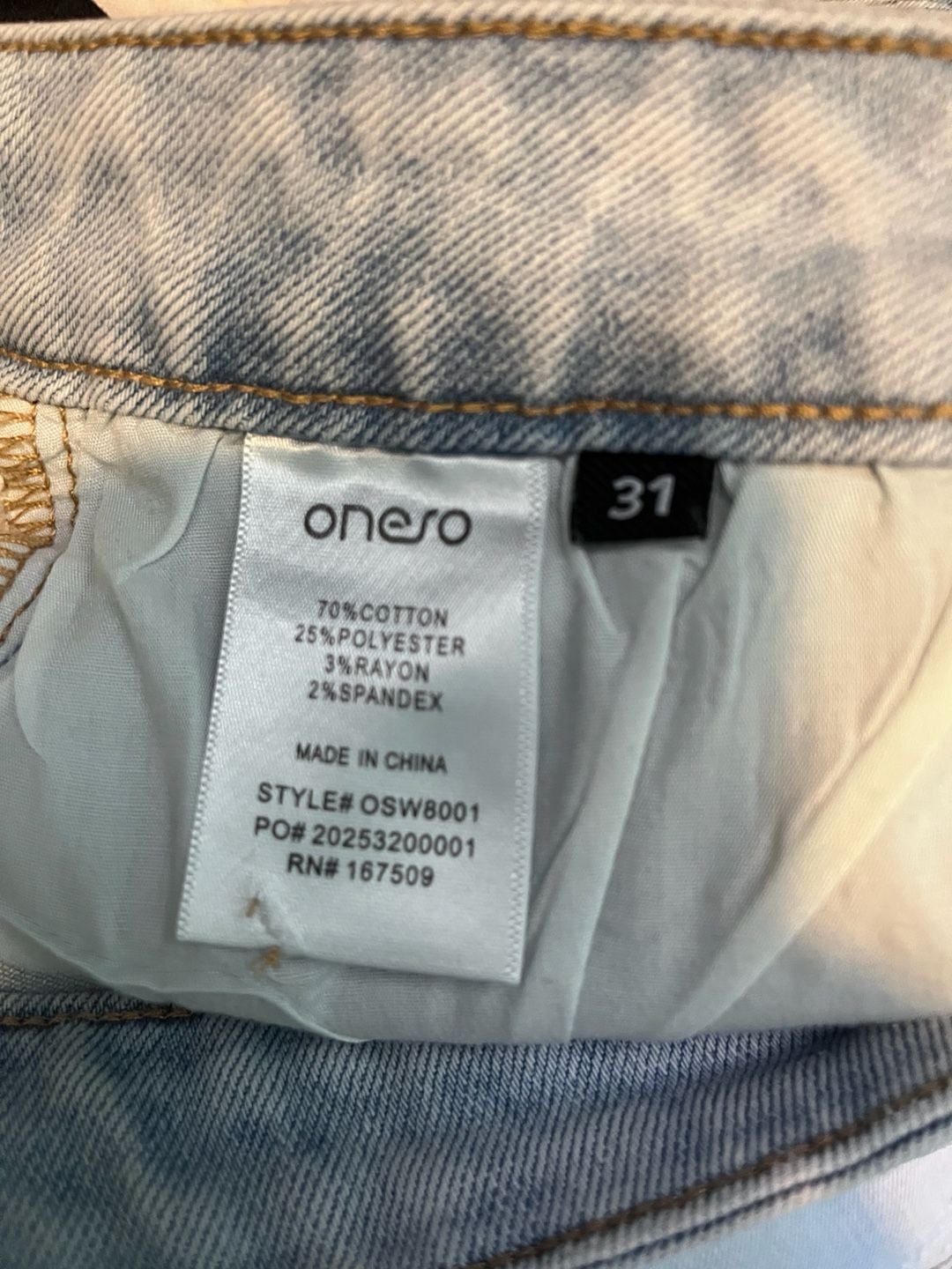 Onero Wide Leg Jeans Size 31 Light Wash Denim OSW8001 5