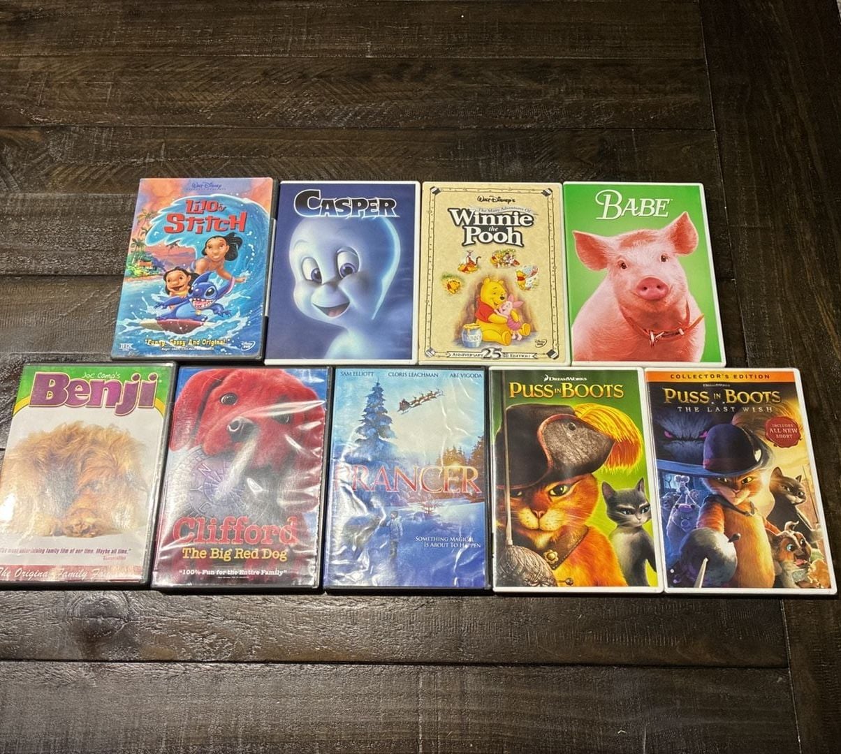 Universal Studios Lot Of 8 Family Movie DVDs Babe Winnie The Pooh Casper 1
