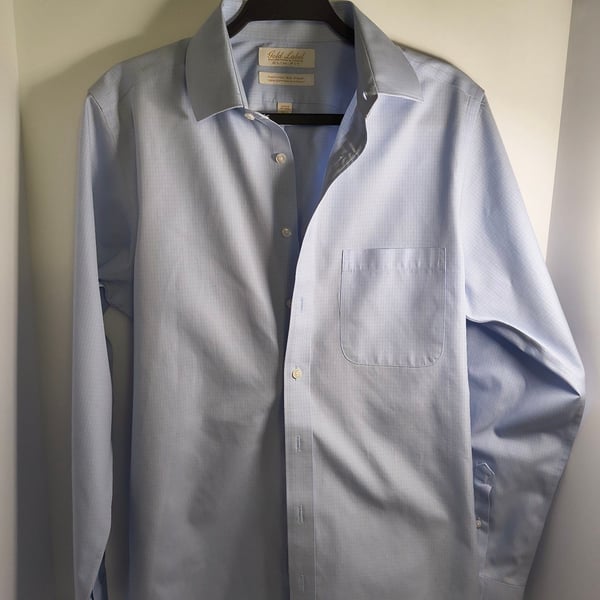 Roundtree & Yorke Gold Label Dress Shirt Size 15.5 33 Blue Slim Fit