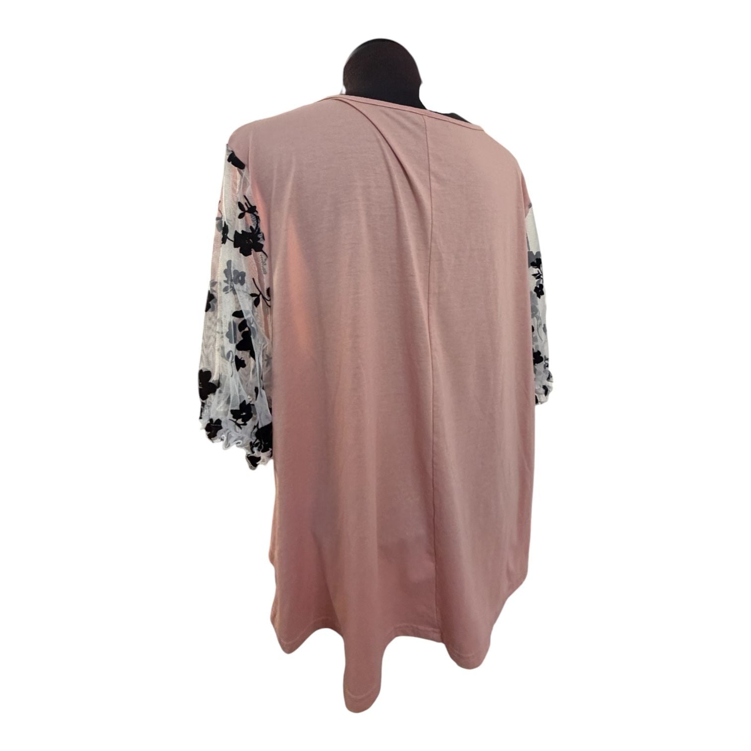 Ces Femme Floral Puff Sleeve V-Neck Top Pink 6