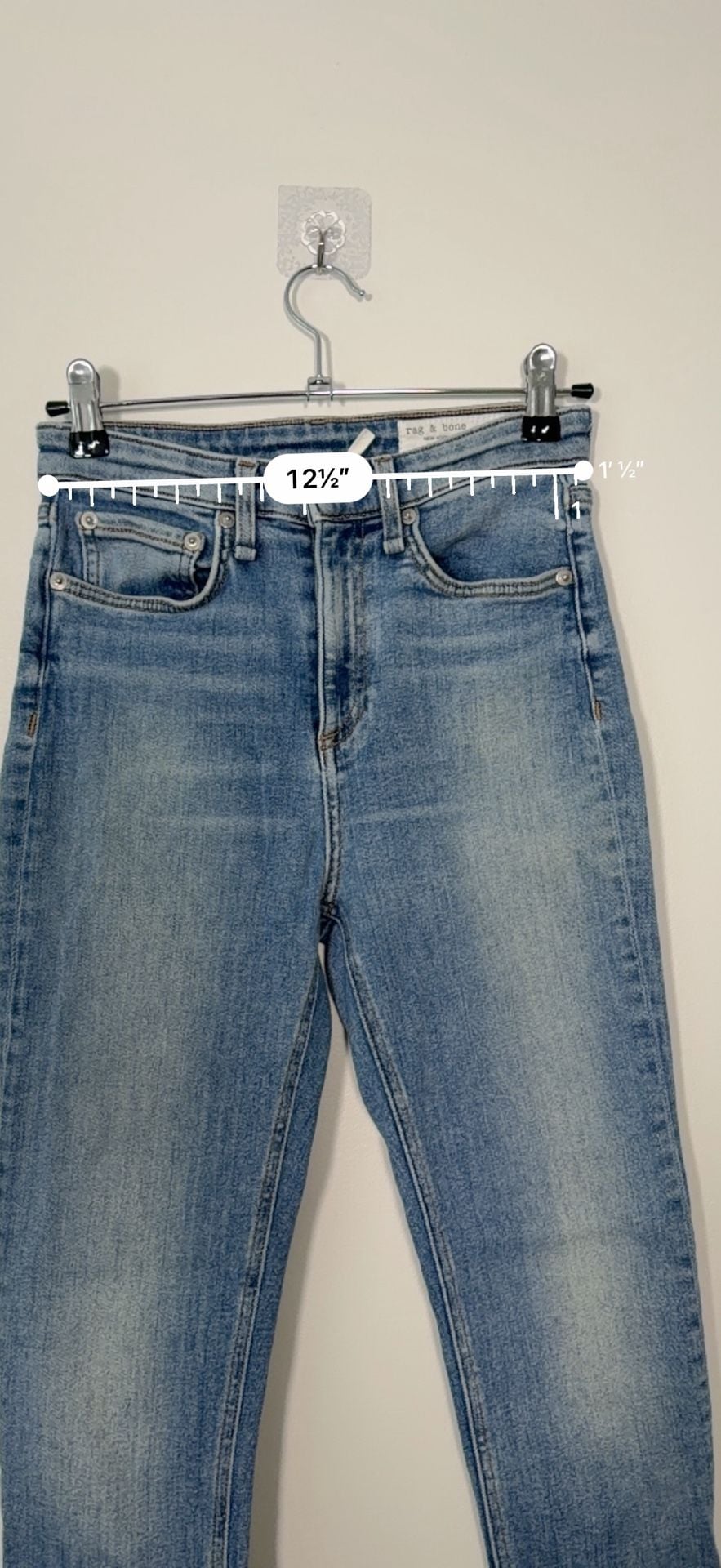 Rag & Bone Nina High-Rise Ankle Skinny Jeans Size 25 Collins Blue 9