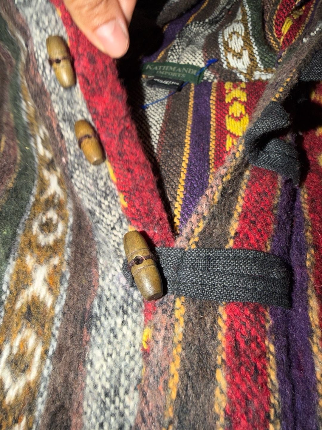 Kathmandu Imports Hooded Poncho Striped Cotton Multicolor 7