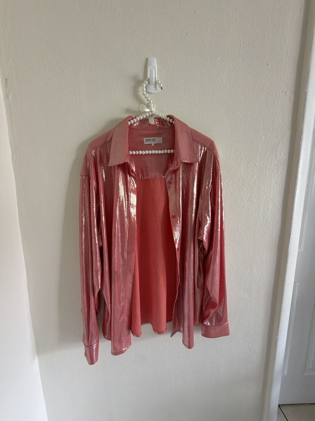 House of CB Metallic Top and Shirt Set Size L+ Pink 3