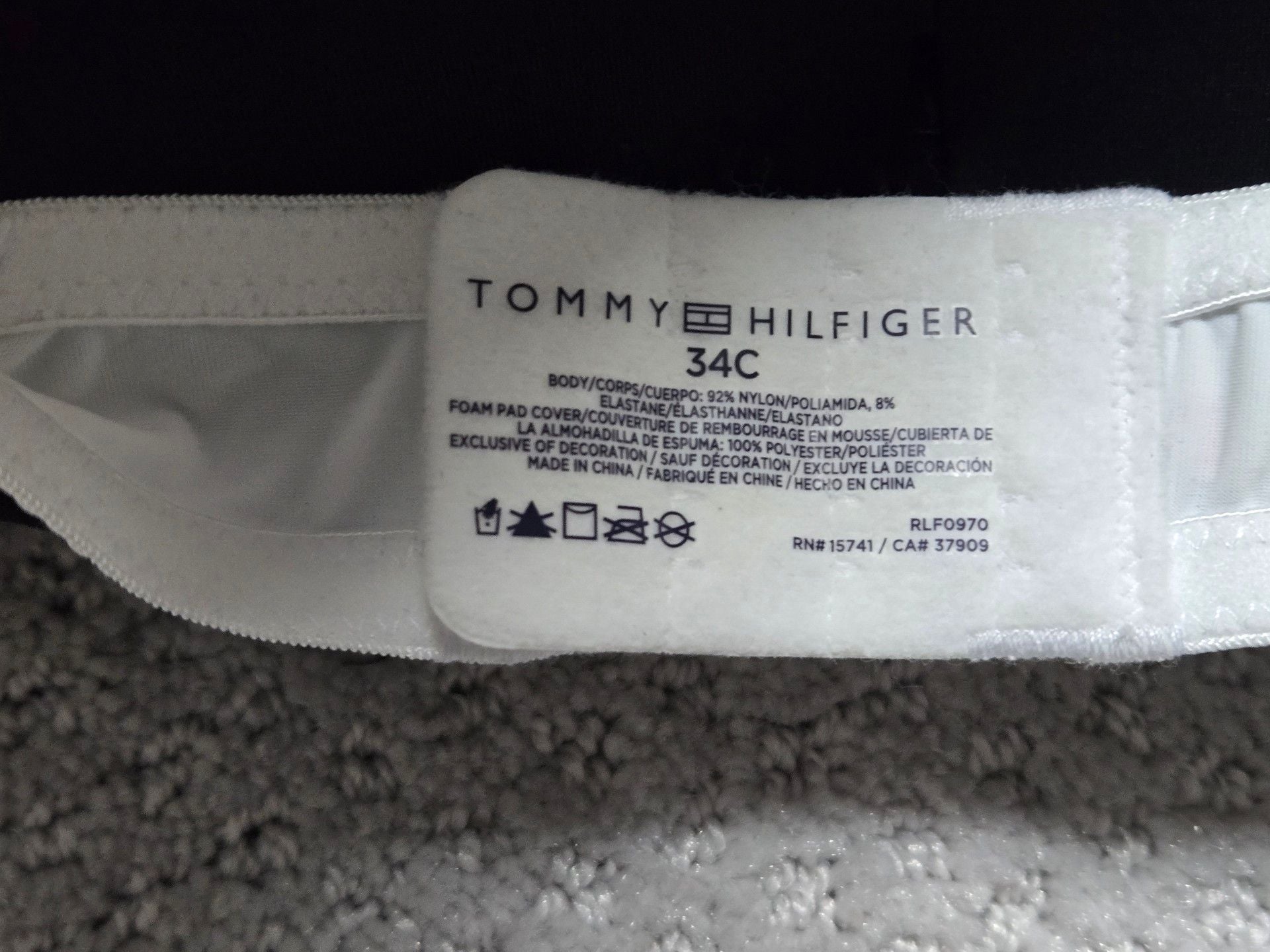 Tommy Hilfiger 2-Pack Push-Up Bra Size 34C White Black Logo Lace Trim 2
