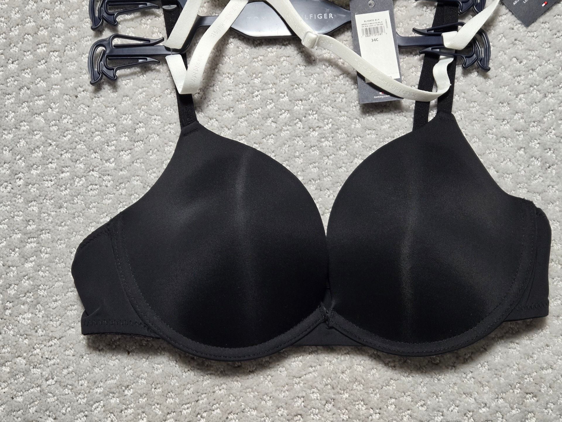 Tommy Hilfiger 2-Pack Push-Up Bra Size 34C White Black Logo Lace Trim 3