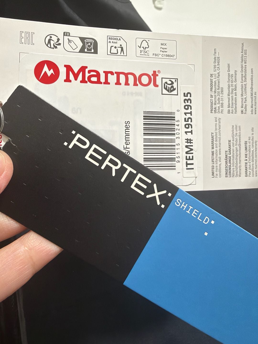 Women Marmot Pertex Shield Rain Jacket Black size small 7