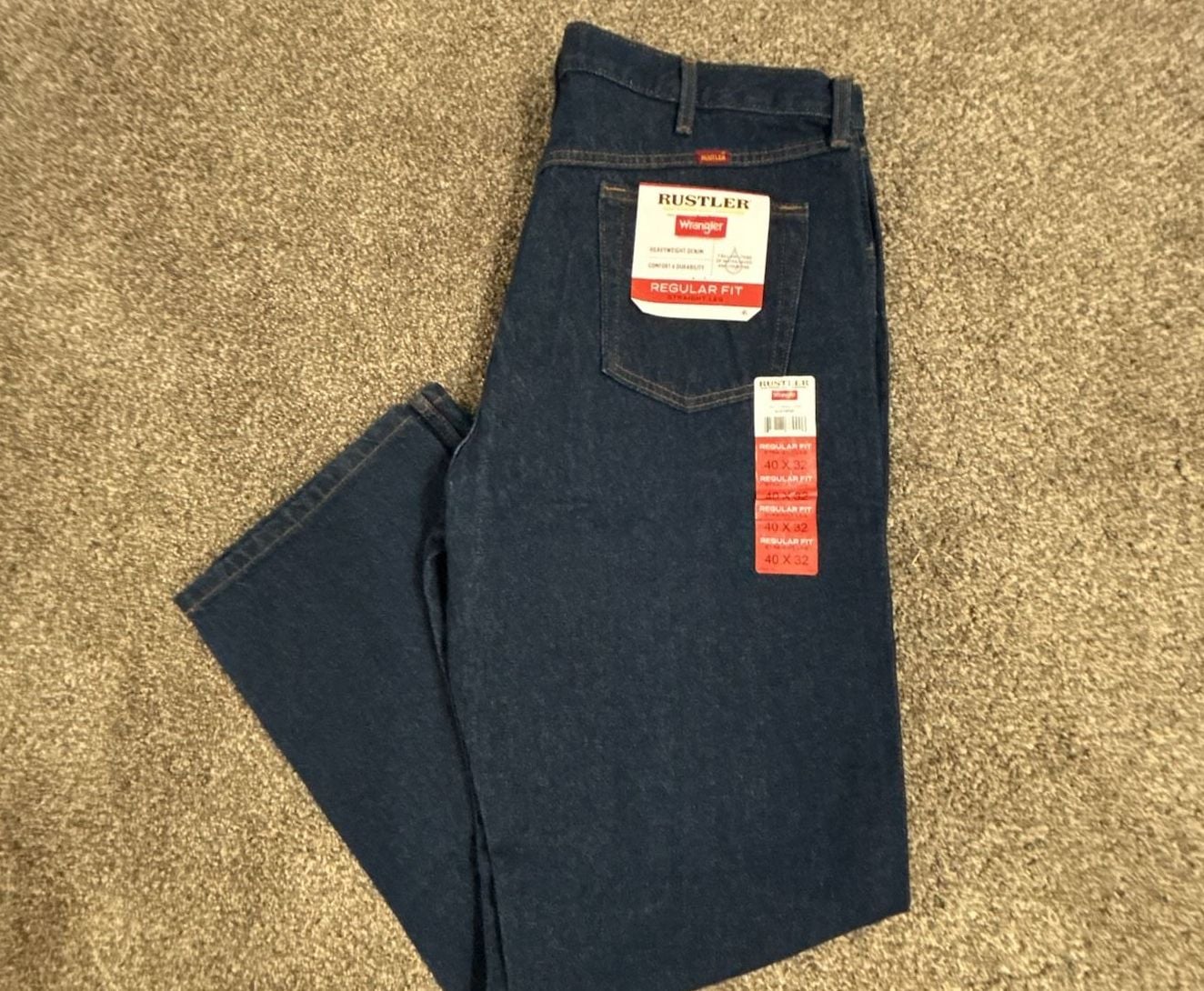 Rustler Regular Fit Straight Leg Jeans Size 40x32 Dark Wash Denim NWT 2