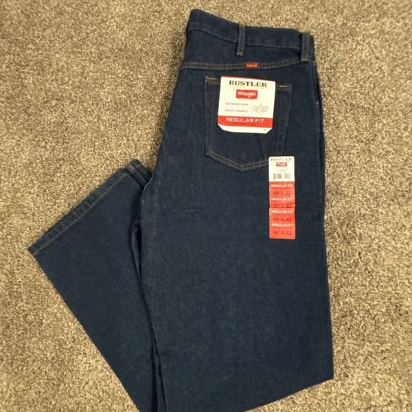 Rustler Regular Fit Straight Leg Jeans Size 40x32 Dark Wash Denim NWT