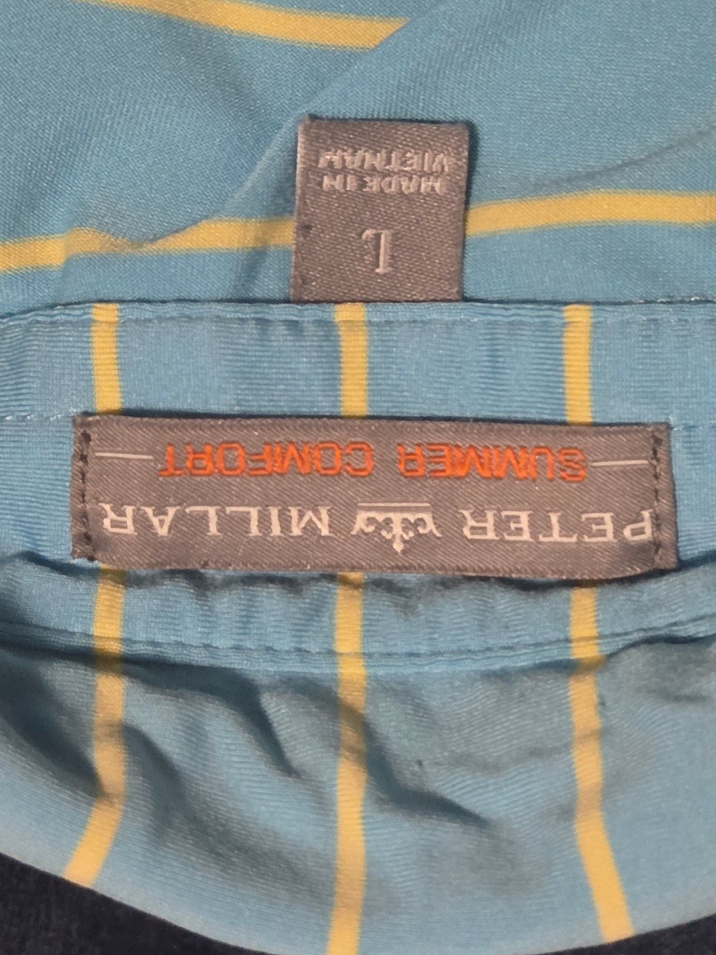 Peter Millar Summer Comfort Polo Shirt Size L Blue Yellow Striped Golf 2