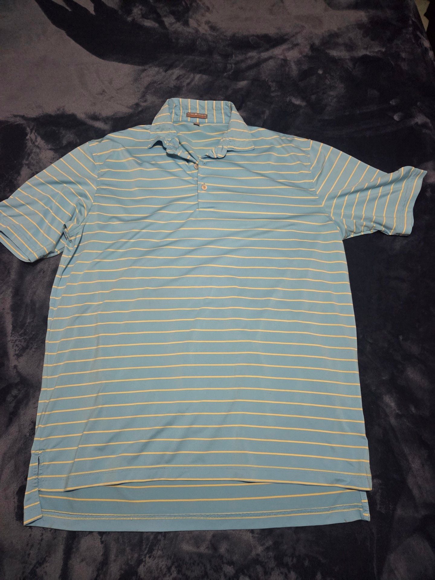 Peter Millar Summer Comfort Polo Shirt Size L Blue Yellow Striped Golf 3