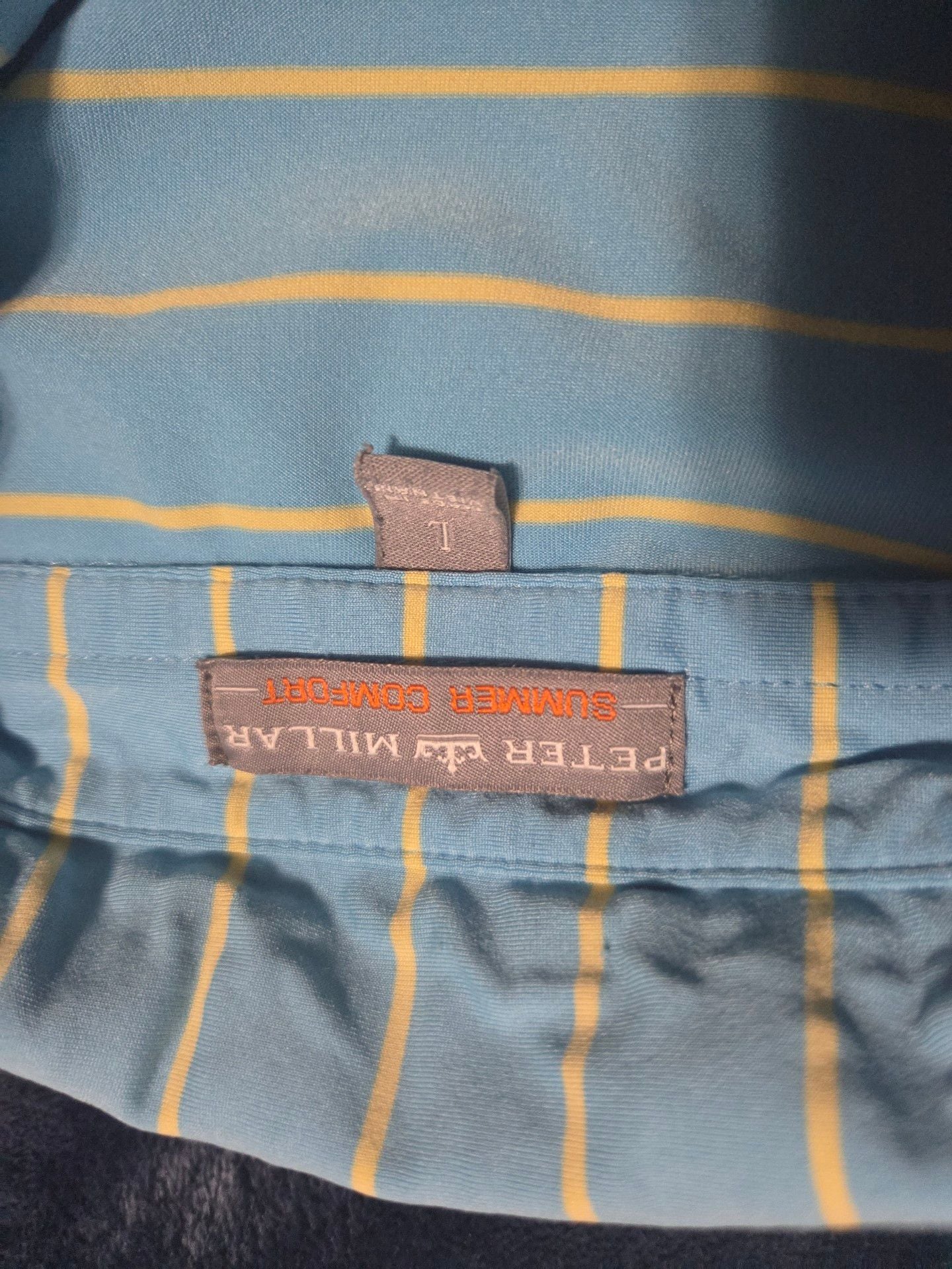 Peter Millar Summer Comfort Polo Shirt Size L Blue Yellow Striped Golf 5