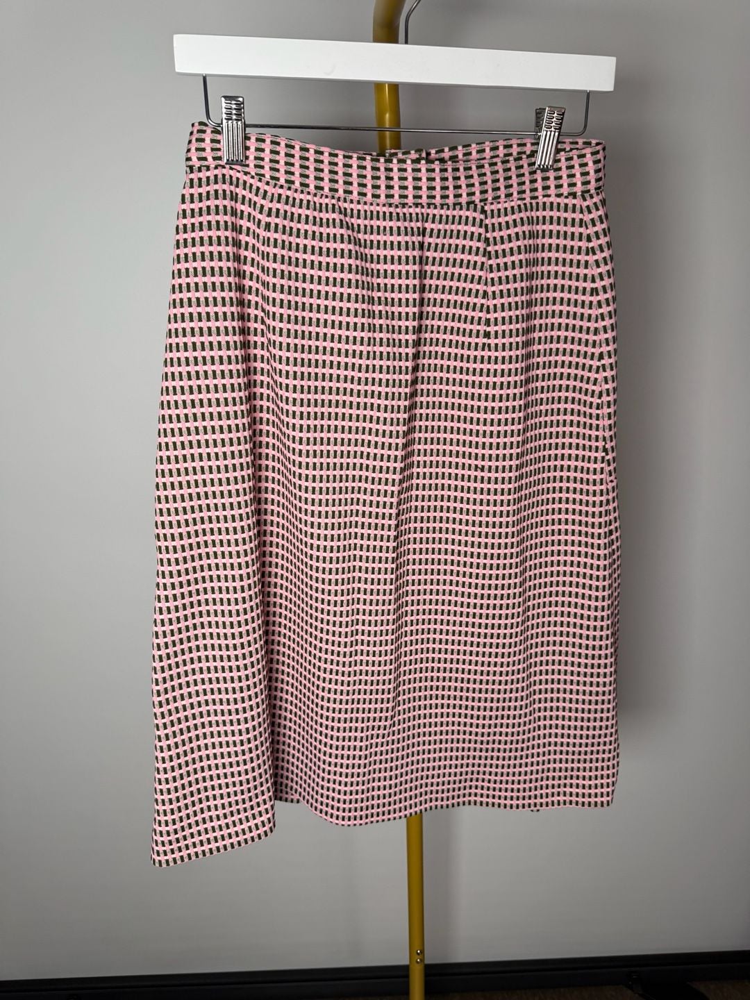 70s vintage skirt checkered green and pink skirt. 2