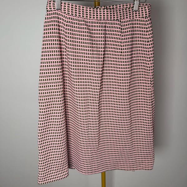 70s vintage skirt checkered green and pink skirt.