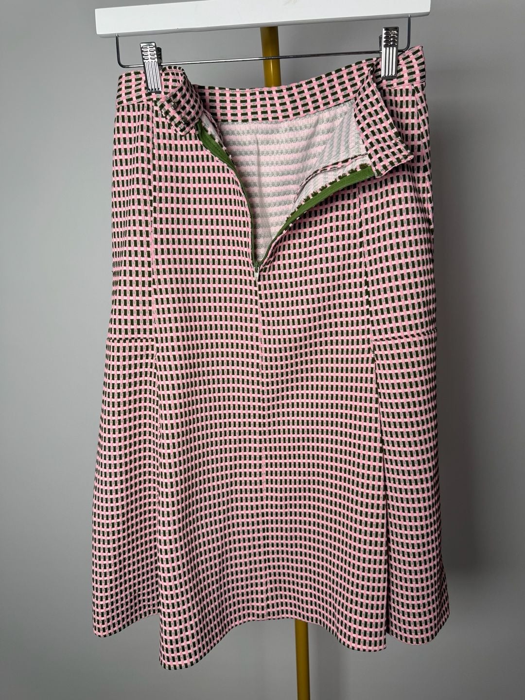 70s vintage skirt checkered green and pink skirt. 4