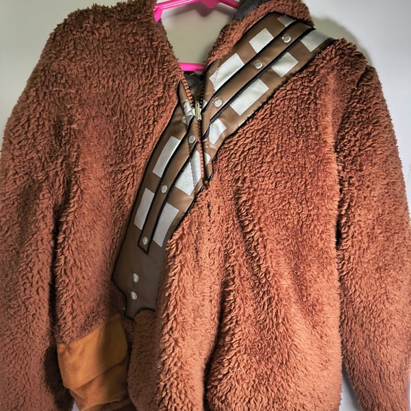 Disney Star Wars Chewbacca Zip Hoodie Brown Faux Fur
