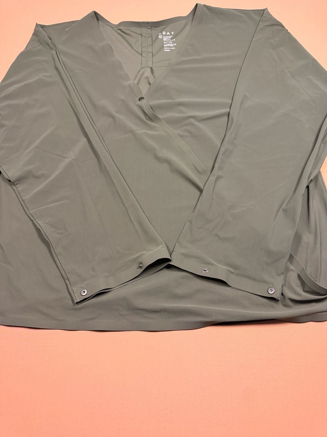 ADAY That's A Wrap Top Size M Green Long Sleeve V-Neck Blouse 7