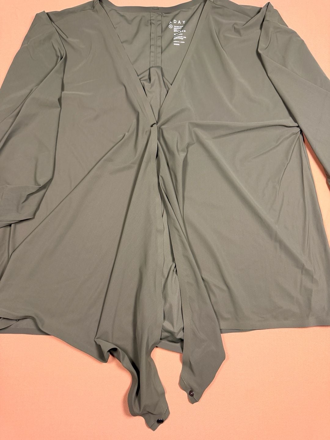 ADAY That's A Wrap Top Size M Green Long Sleeve V-Neck Blouse 8