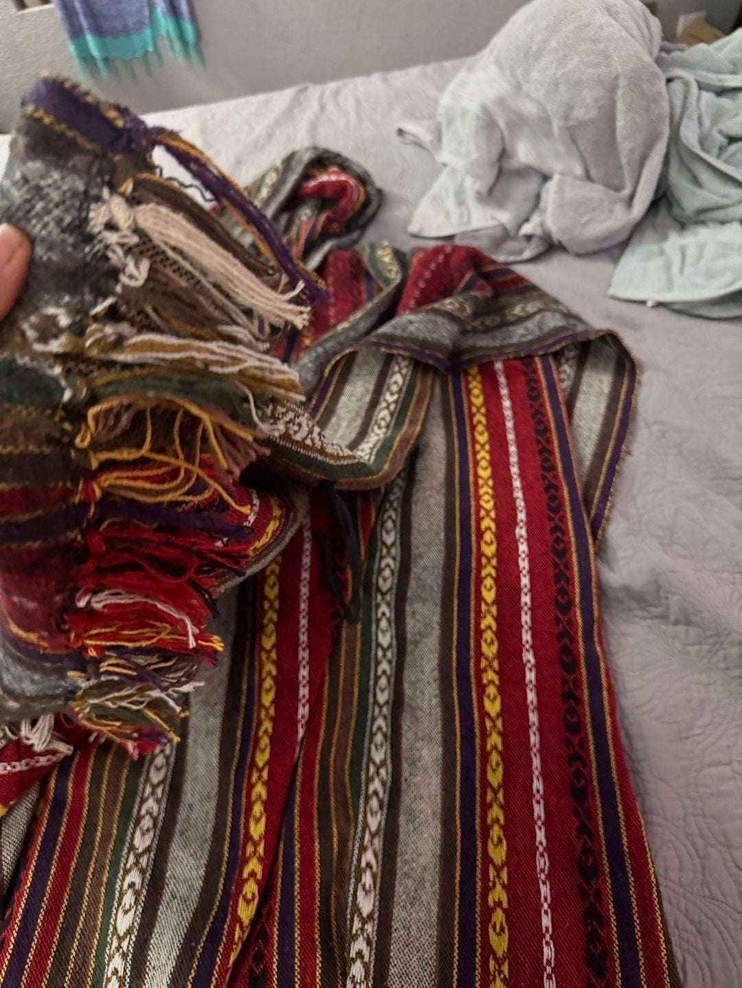 Kathmandu Imports Hooded Poncho Striped Cotton Multicolor 4