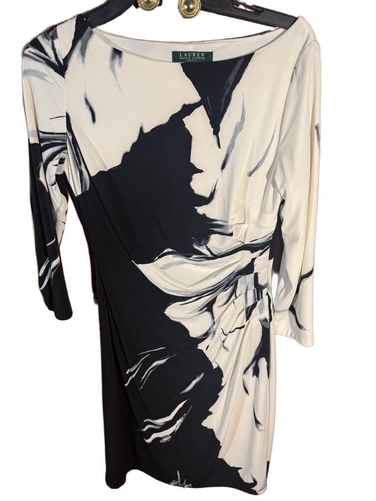 Lauren Ralph Lauren Size 6 Black White Floral Dress 5