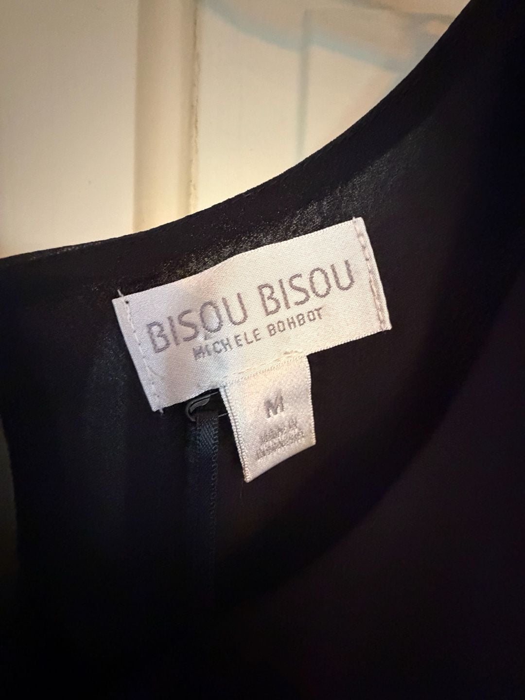 Bisou Bisou Chiffon Tank Top Size M Black Layered Flowy Blouse 3