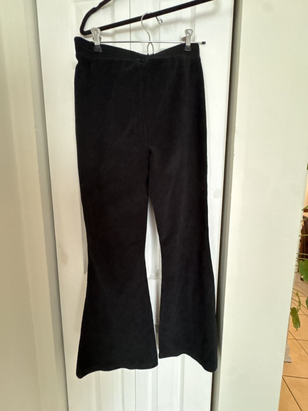 Aerie Flare Pants Size S Regular Black Velour Lounge 3