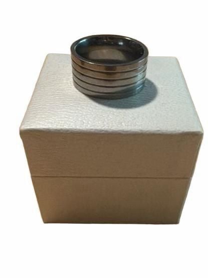 Pandora Stainless Steel Grooved Band Ring Silver 2