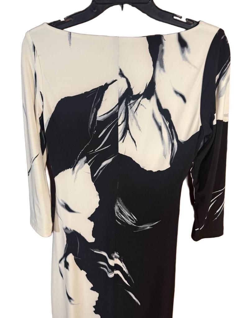 Lauren Ralph Lauren Size 6 Black White Floral Dress 10