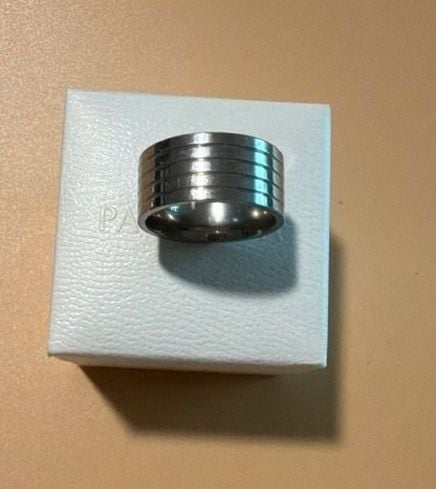 Pandora Stainless Steel Grooved Band Ring Silver 3