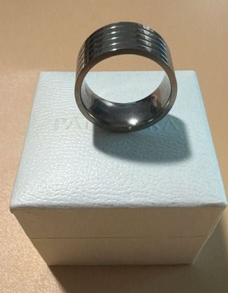 Pandora Stainless Steel Grooved Band Ring Silver 4
