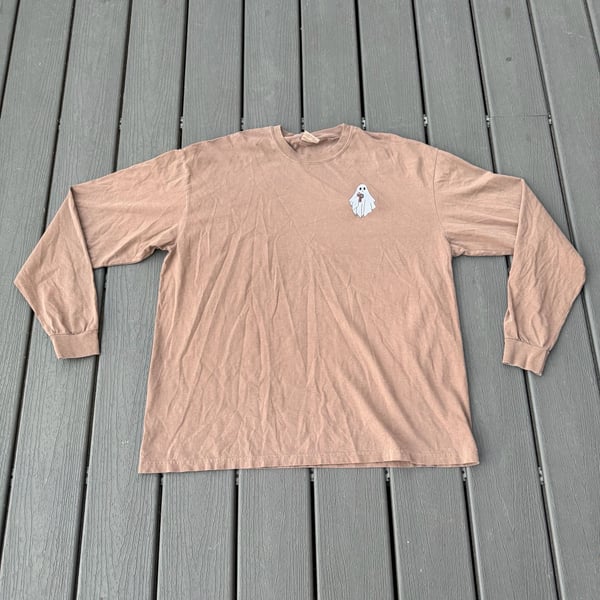 Comfort Colors Stanley Cup Ghost Long Sleeve Size 2XL Brown Shirt