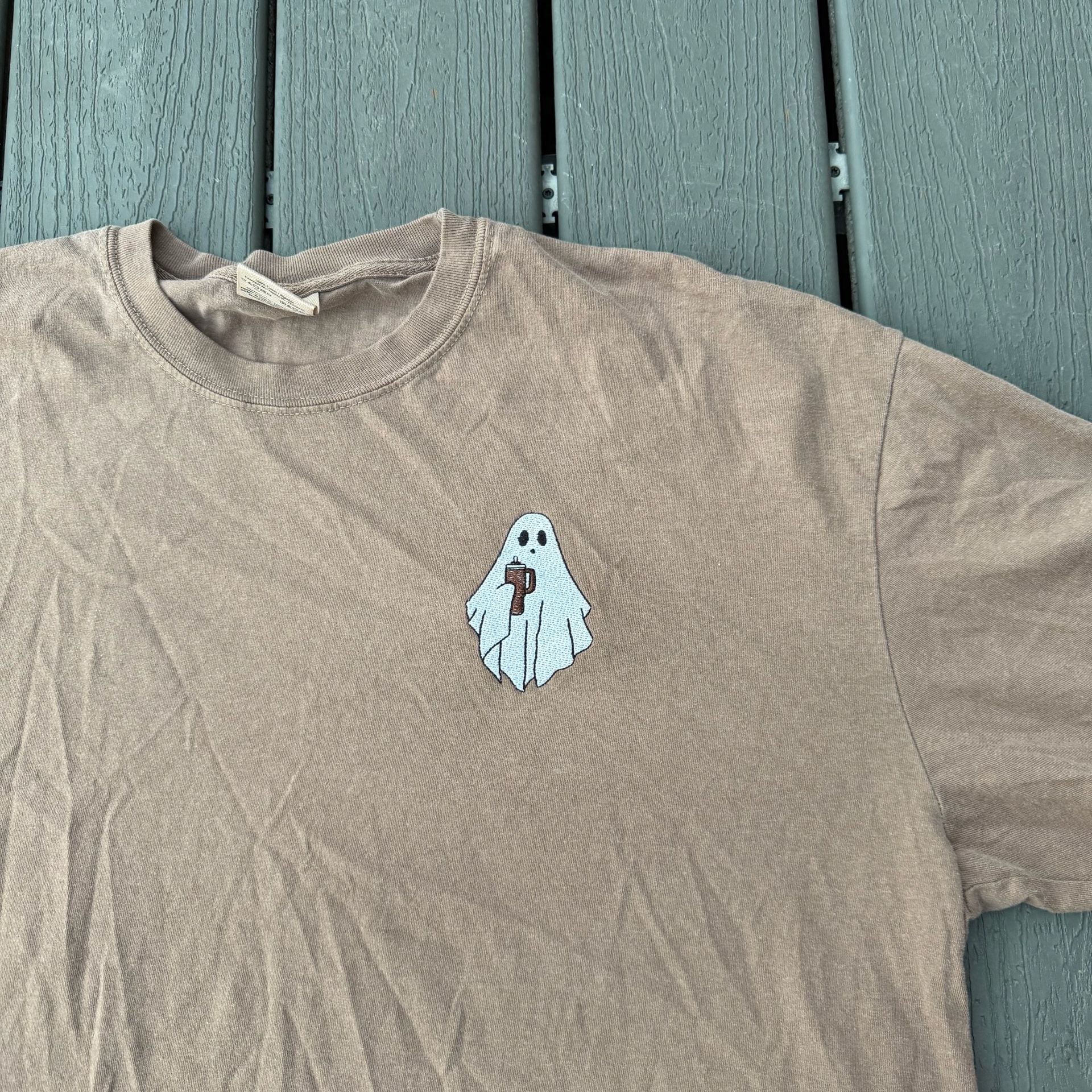 Comfort Colors Stanley Cup Ghost Long Sleeve Size 2XL Brown Shirt 3