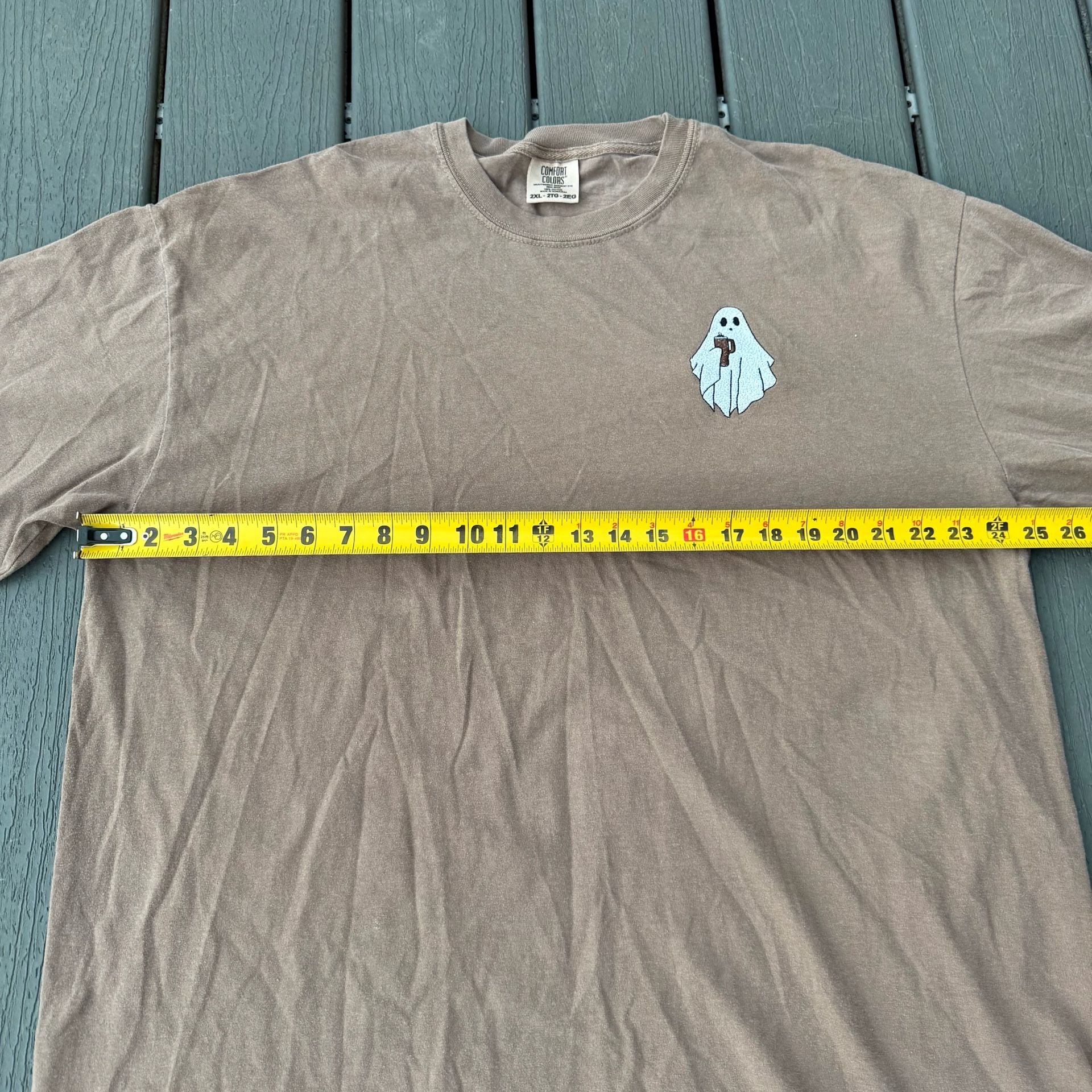 Comfort Colors Stanley Cup Ghost Long Sleeve Size 2XL Brown Shirt 5