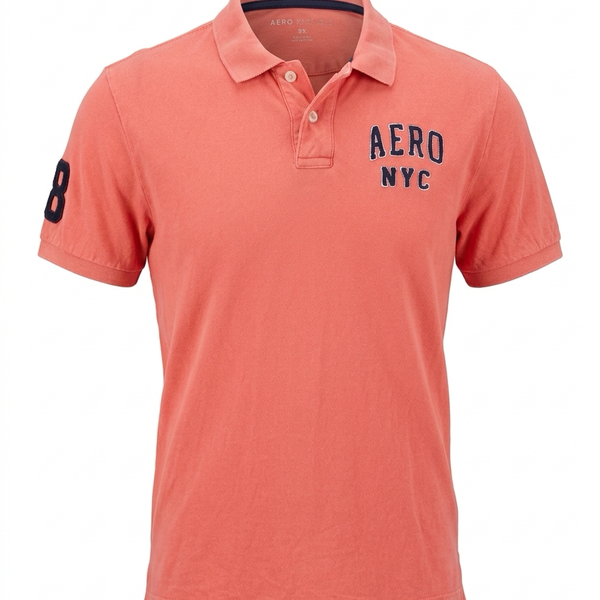 Aeropostale Polo Shirt Size XL Coral Orange Short Sleeve Aero NYC Logo