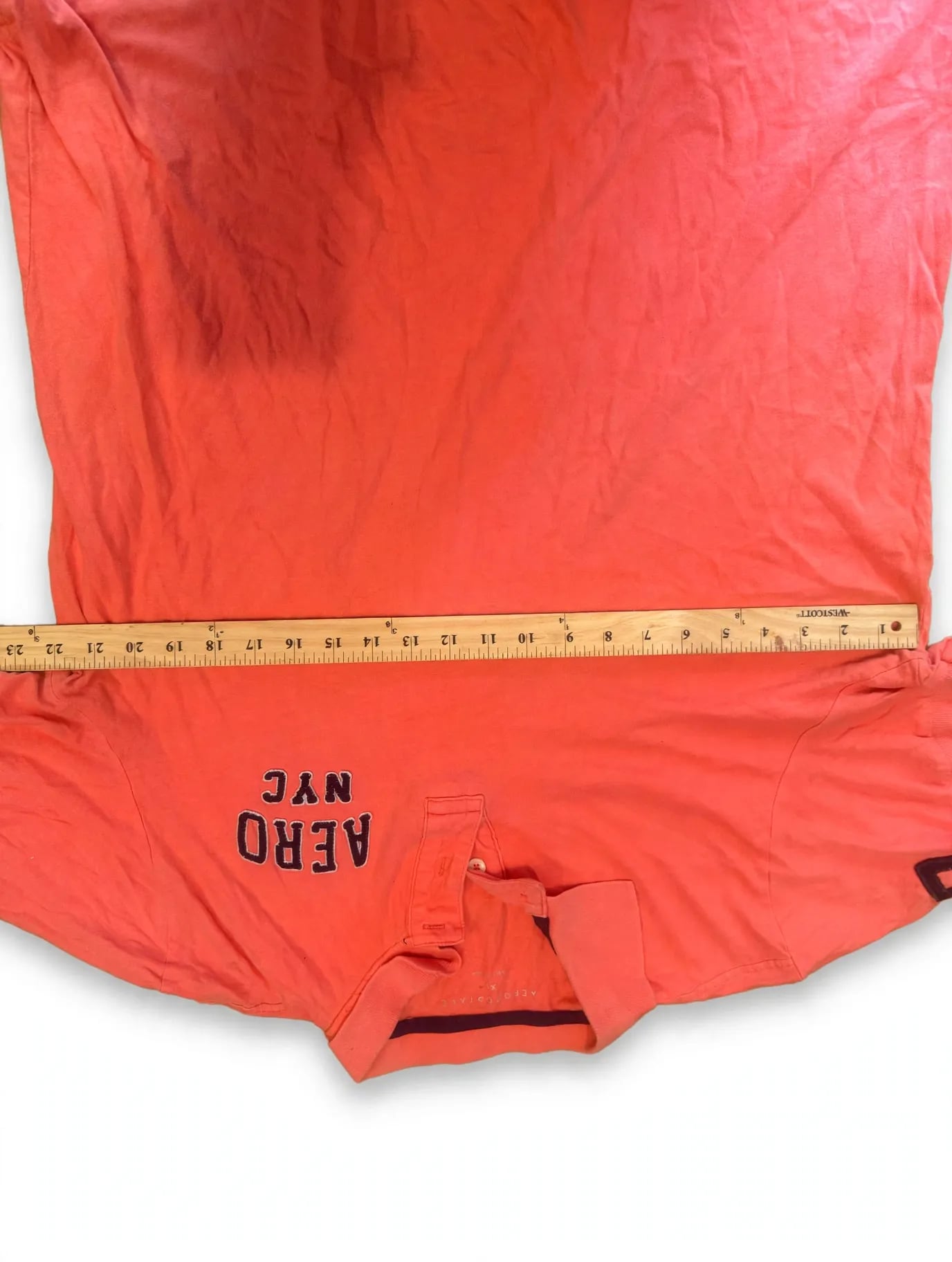 Aeropostale Polo Shirt Size XL Coral Orange Short Sleeve Aero NYC Logo 7