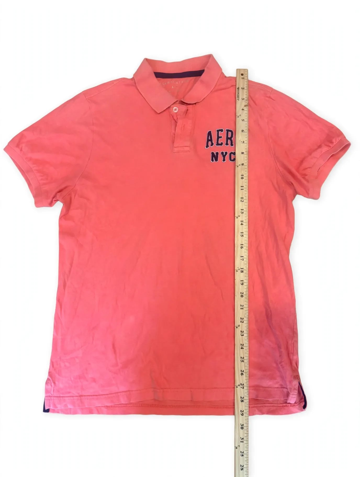 Aeropostale Polo Shirt Size XL Coral Orange Short Sleeve Aero NYC Logo 8