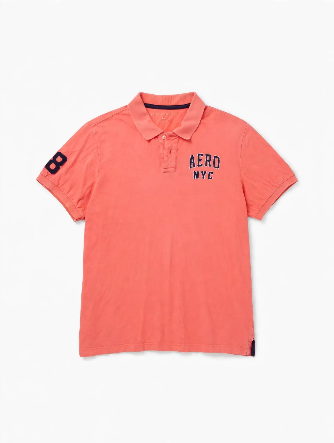 Aeropostale Polo Shirt Size XL Coral Orange Short Sleeve Aero NYC Logo 11