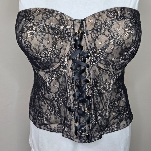 Charlotte Russe Lace Corset Top Size 18 Black Nude Lingerie