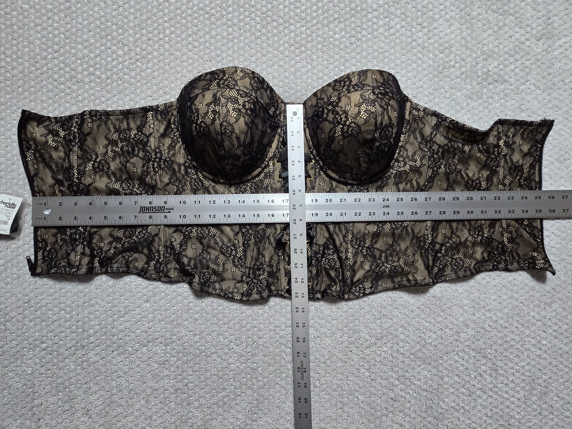 Charlotte Russe Lace Corset Top Size 18 Black Nude Lingerie 7