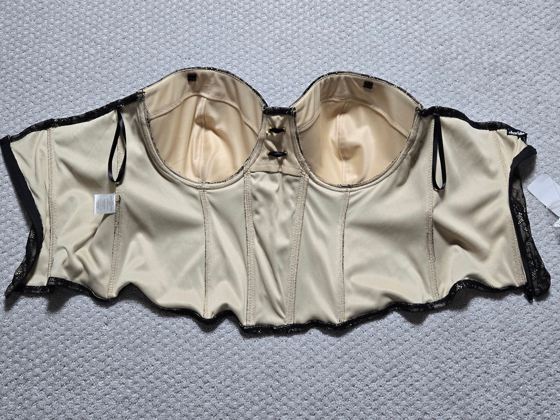 Charlotte Russe Lace Corset Top Size 18 Black Nude Lingerie 11