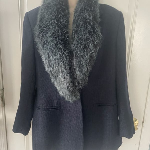 Amanda Smith Wool Blazer with Removable Faux Fur Collar