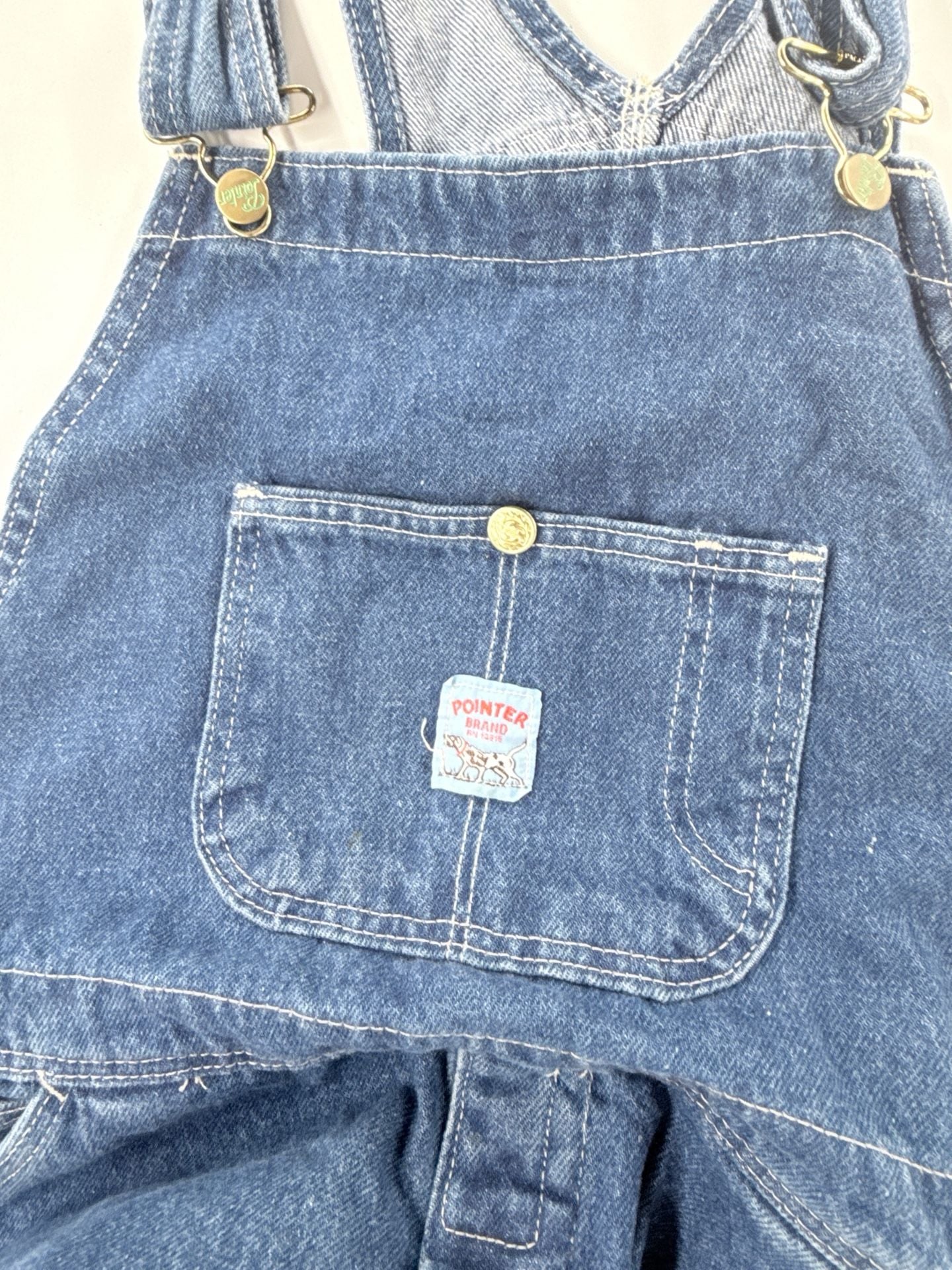 Vintage 80’s/90’s Pointer Brand Denim Bib Overalls W34 L-M Blue Made In U.S.A. 3