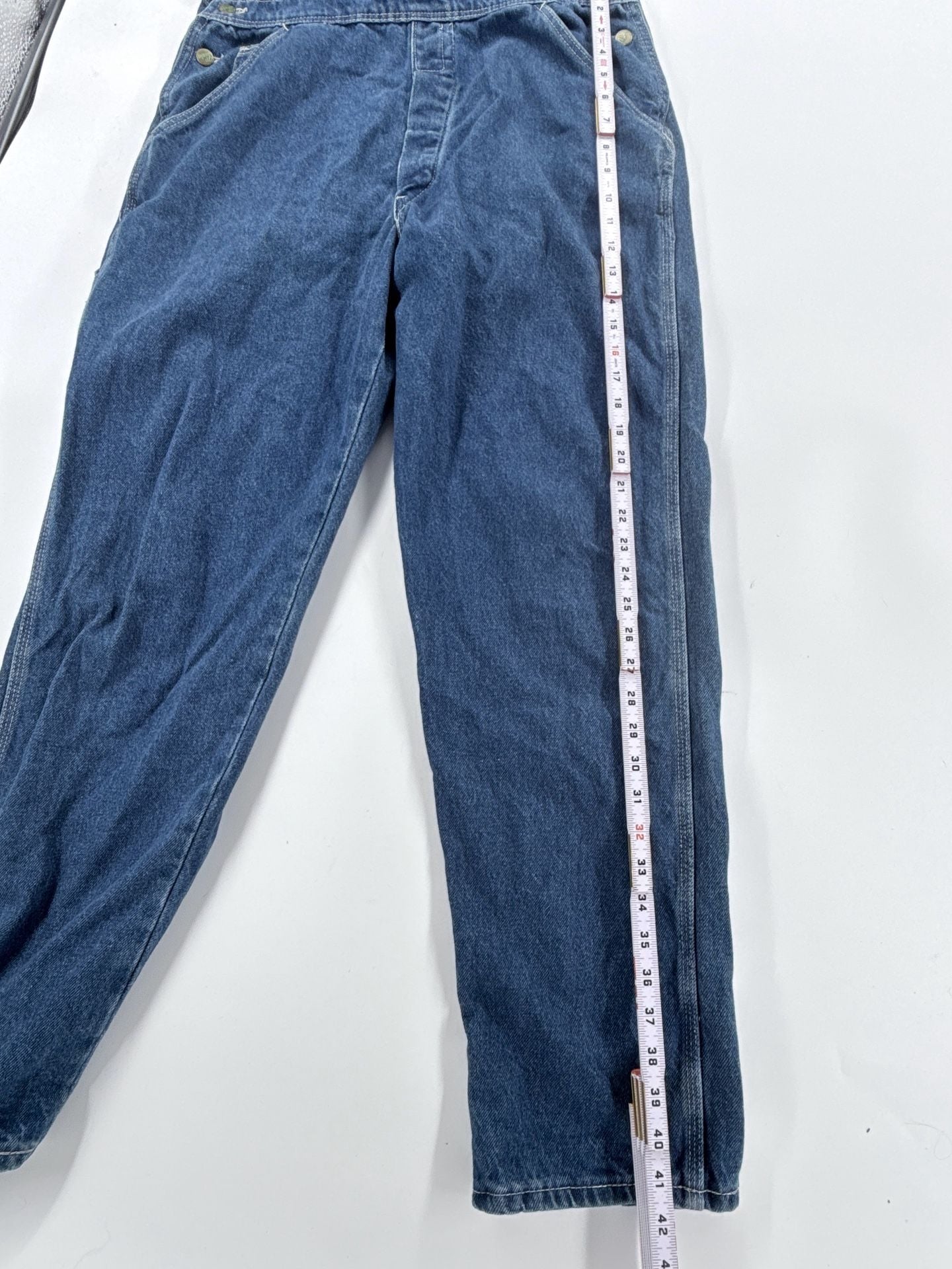 Vintage 80’s/90’s Pointer Brand Denim Bib Overalls W34 L-M Blue Made In U.S.A. 6