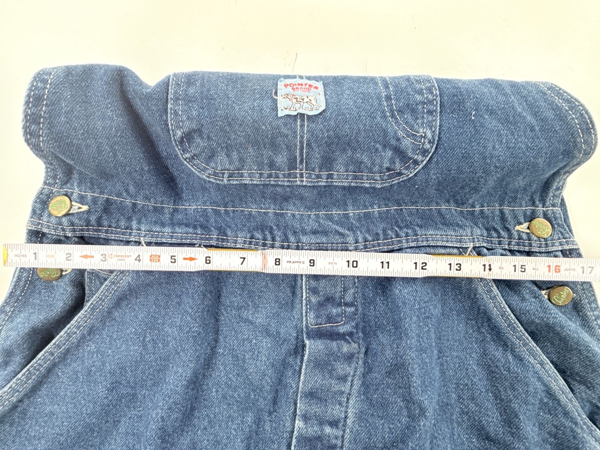 Vintage 80’s/90’s Pointer Brand Denim Bib Overalls W34 L-M Blue Made In U.S.A. 7