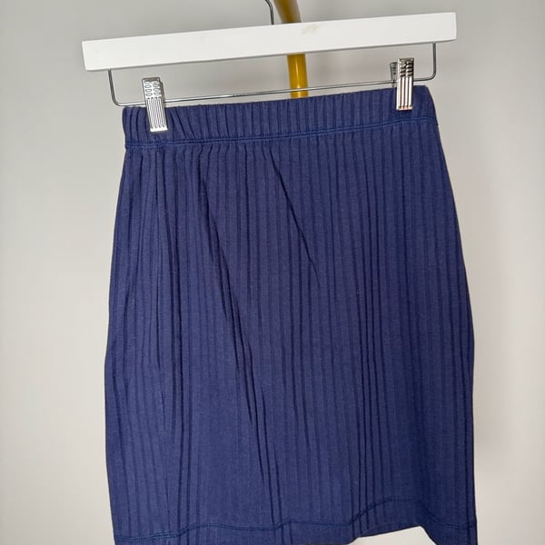 Forenza Skirt Size M Blue Ribbed Elastic Waist Vintage