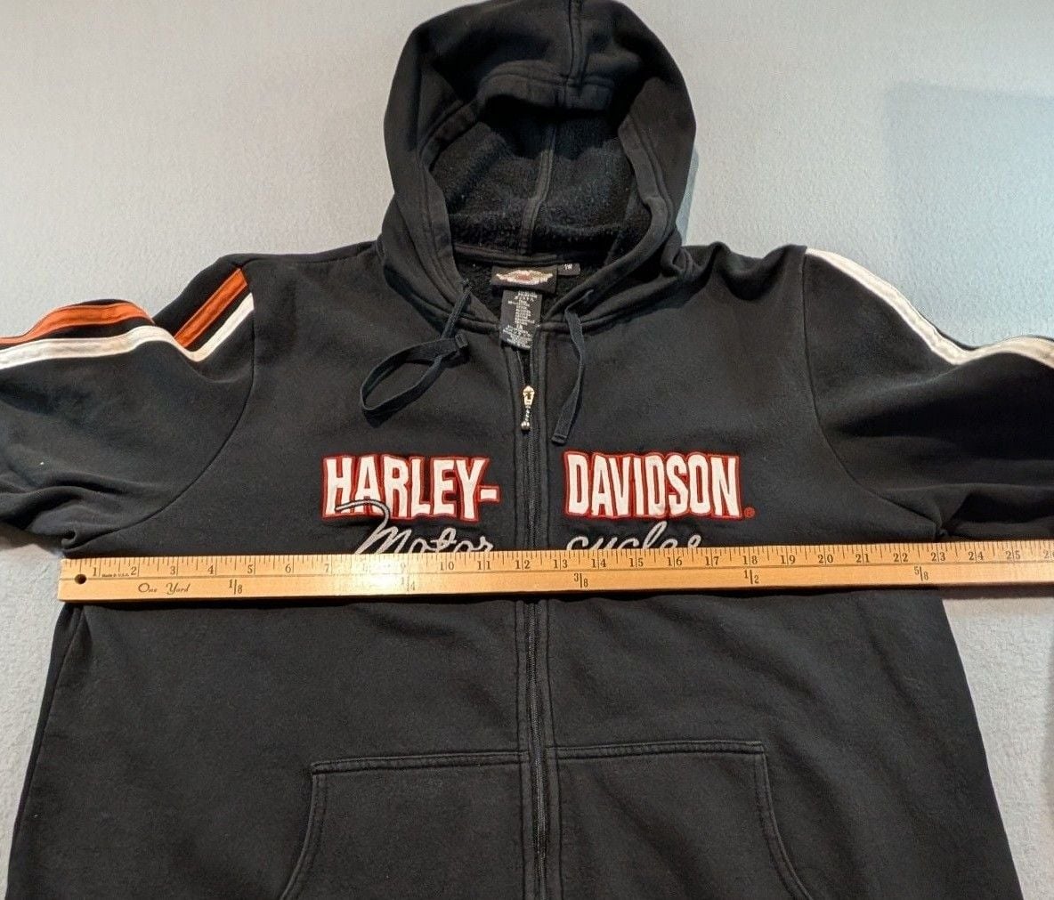 Harley-Davidson Zip-Up Hoodie Size 1W Black Orange White Striped 4