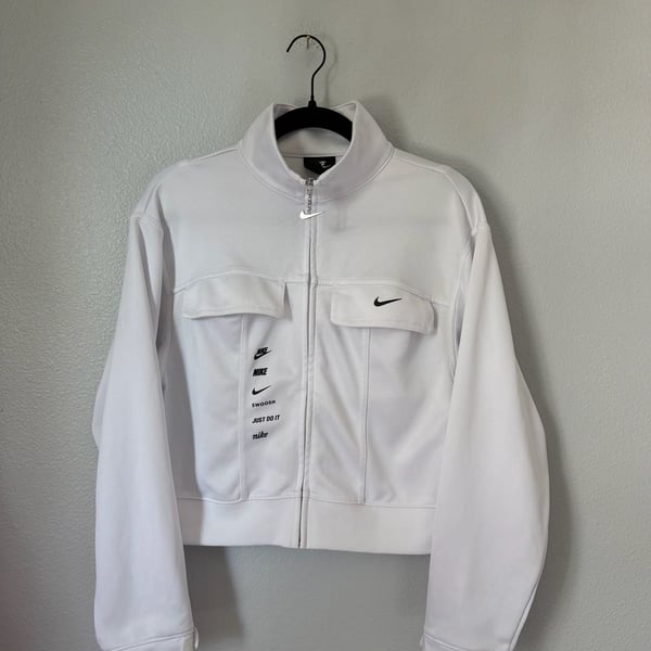 Nike Swoosh Jacket Size XS White Full Zip Track Top