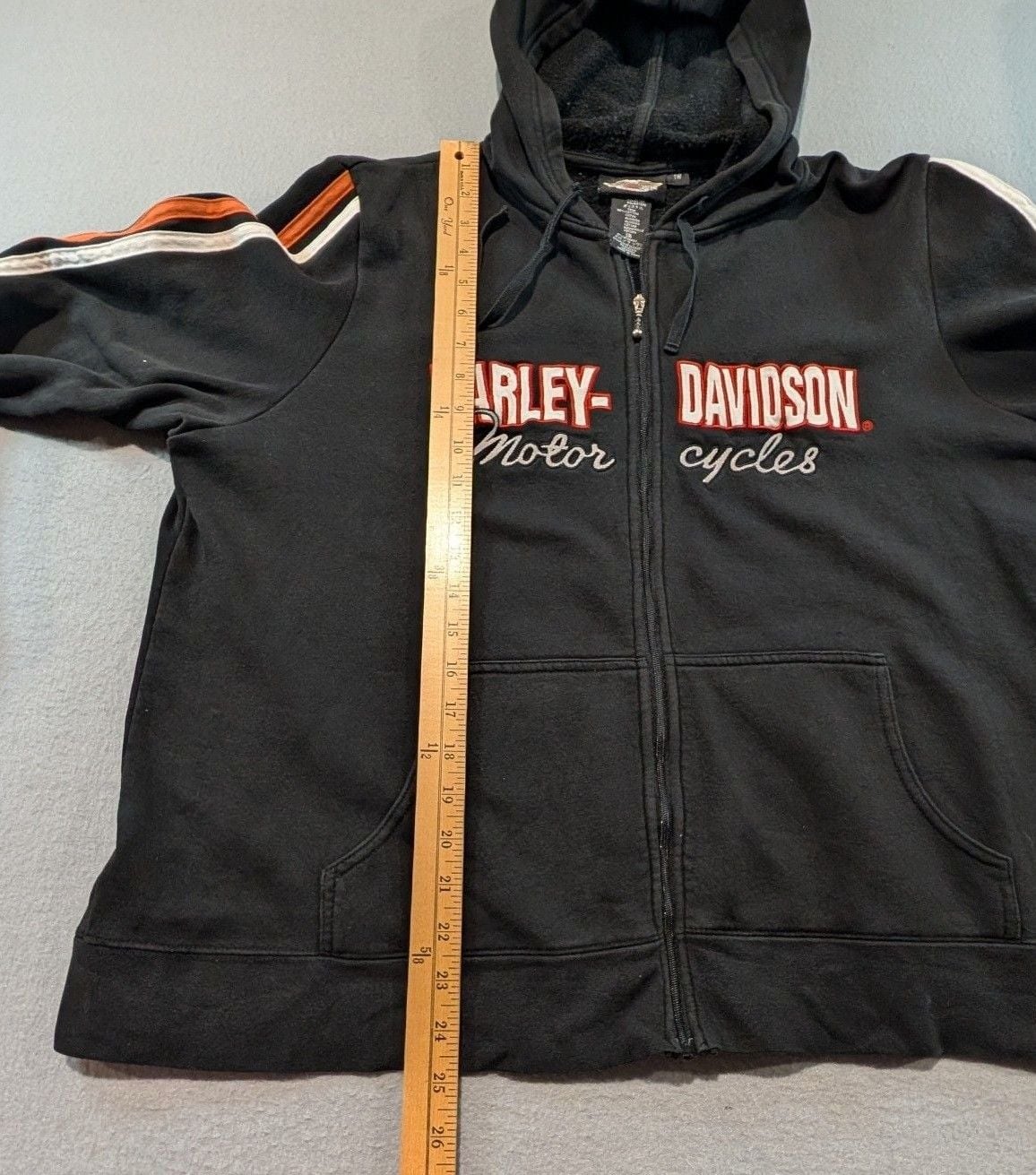 Harley-Davidson Zip-Up Hoodie Size 1W Black Orange White Striped 5