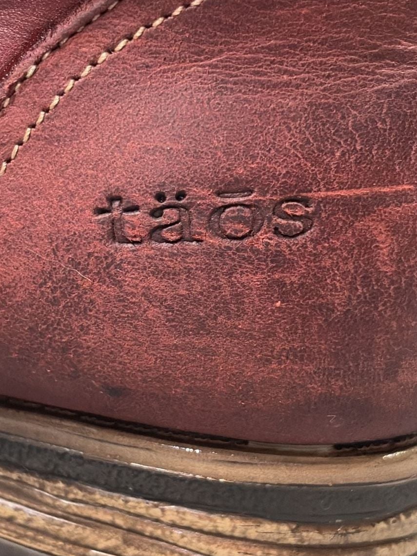 Taos Cutie Ankle Boots Size 9-9.5 Deep Red Leather Lace Up Zip 9