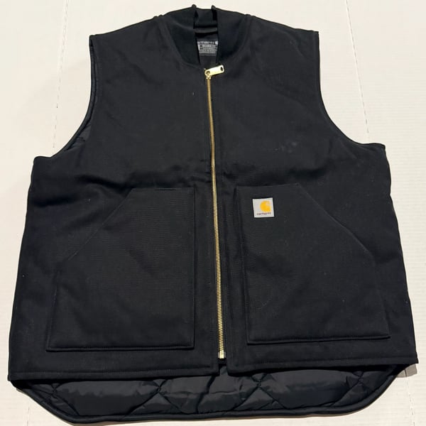 Carhartt V01 Duck Vest Size L Black Arctic Quilt Lined Canvas