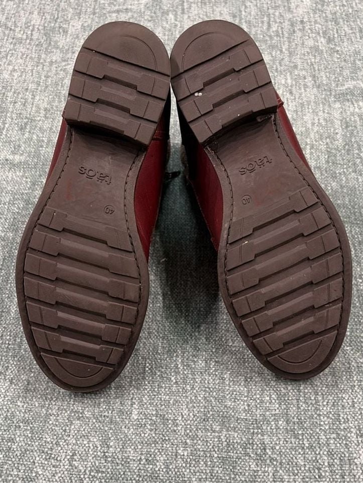 Taos Cutie Ankle Boots Size 9-9.5 Deep Red Leather Lace Up Zip 10